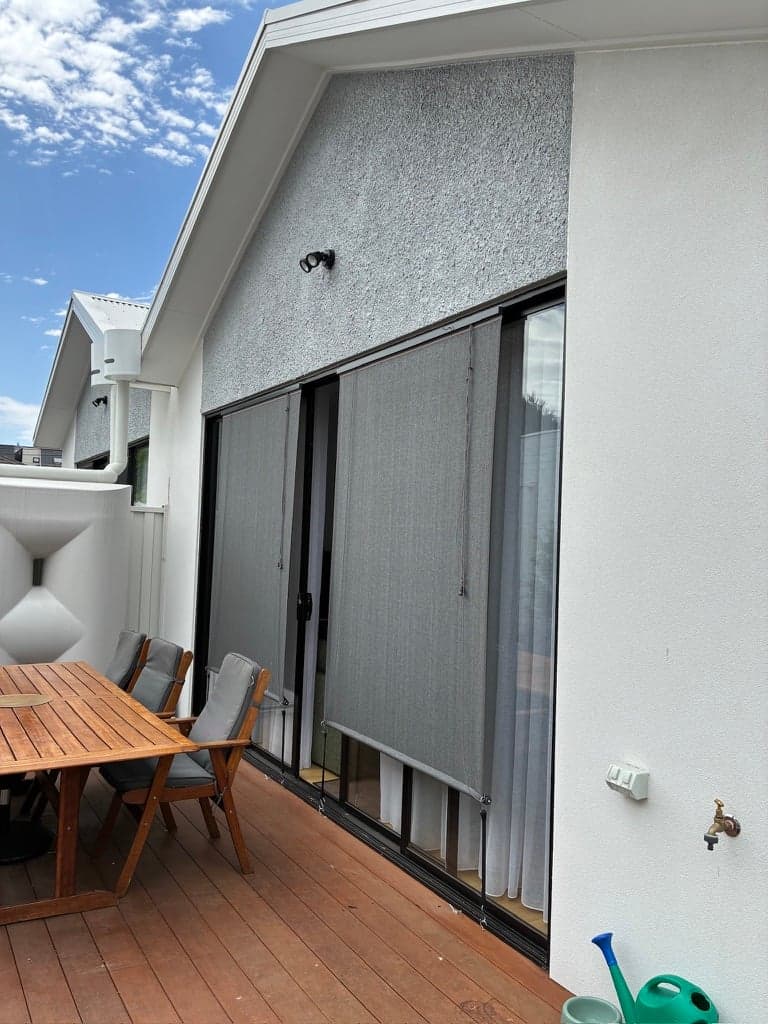 The rendered back wall and sliding doors, with the deck open to the sky
