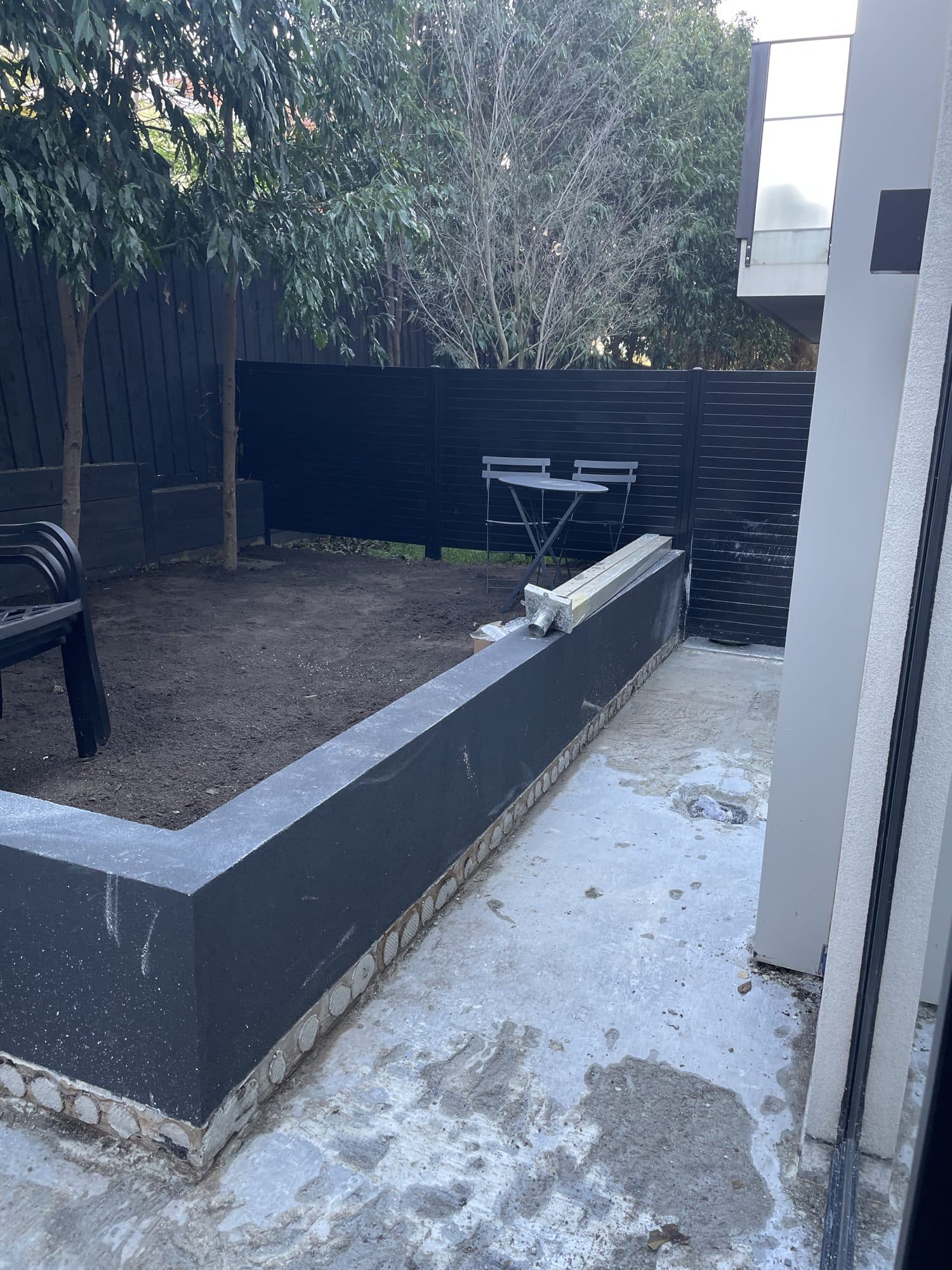 The bed cleared and levelled