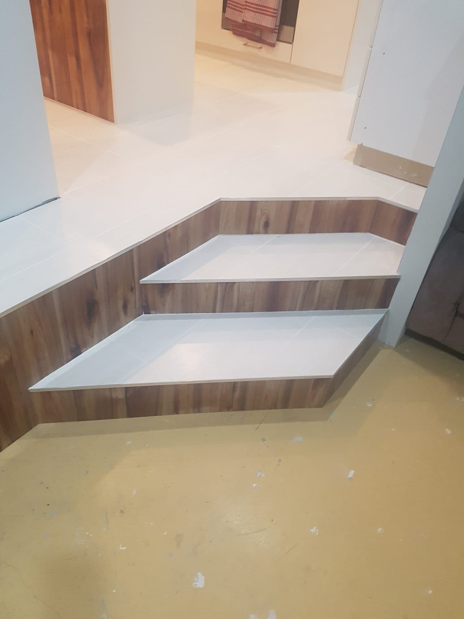 The finished steps leading up to the landing