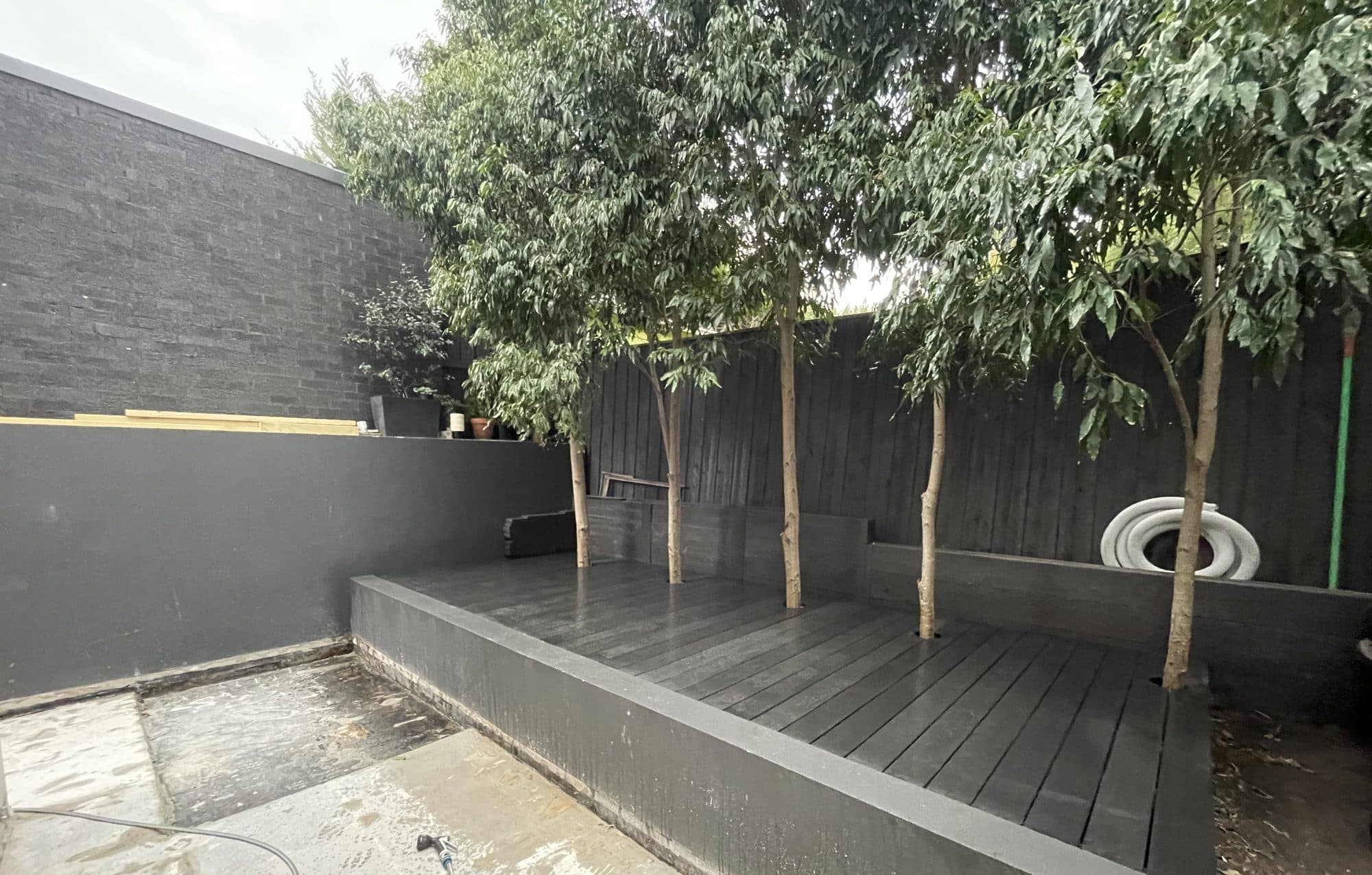 The new composite deck along the courtyard